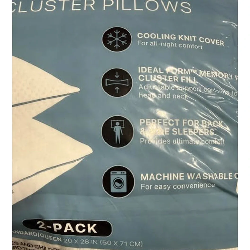Beautyrest Cooling Memory Foam Cluster Pillow 2 Pack Standard Queen 20x28